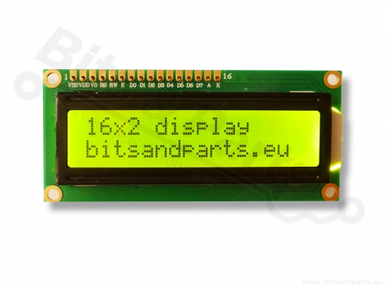 Display LCD HD44780 - 16x2 black on yellow-green